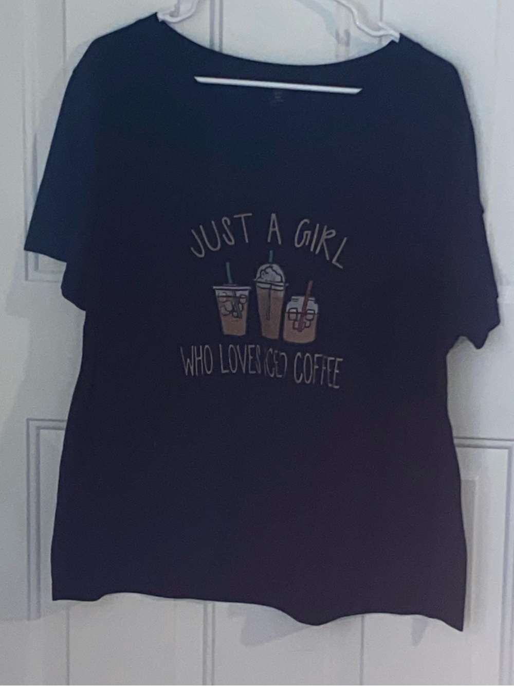 SHEIN Black Tee with Iced Coffee Graphic